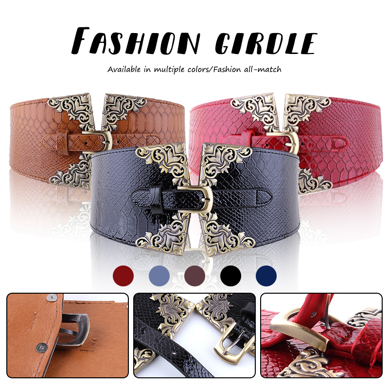 Women Elastic Buckle Wide Belt - Corset Waist Cinch incelemesi ve fiyatı