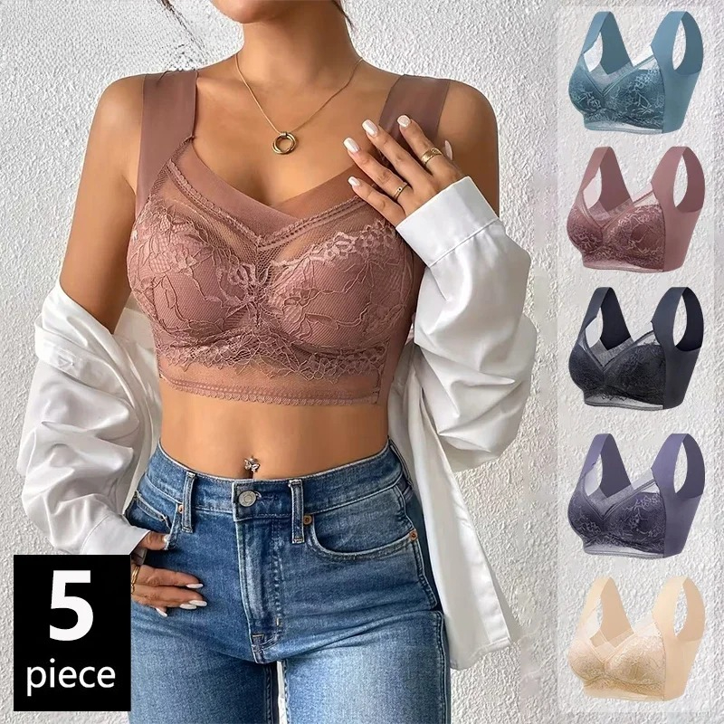 5PCS Plus Size Bras Women Lace - Bralette Wireless Soft incelemesi ve fiyatı