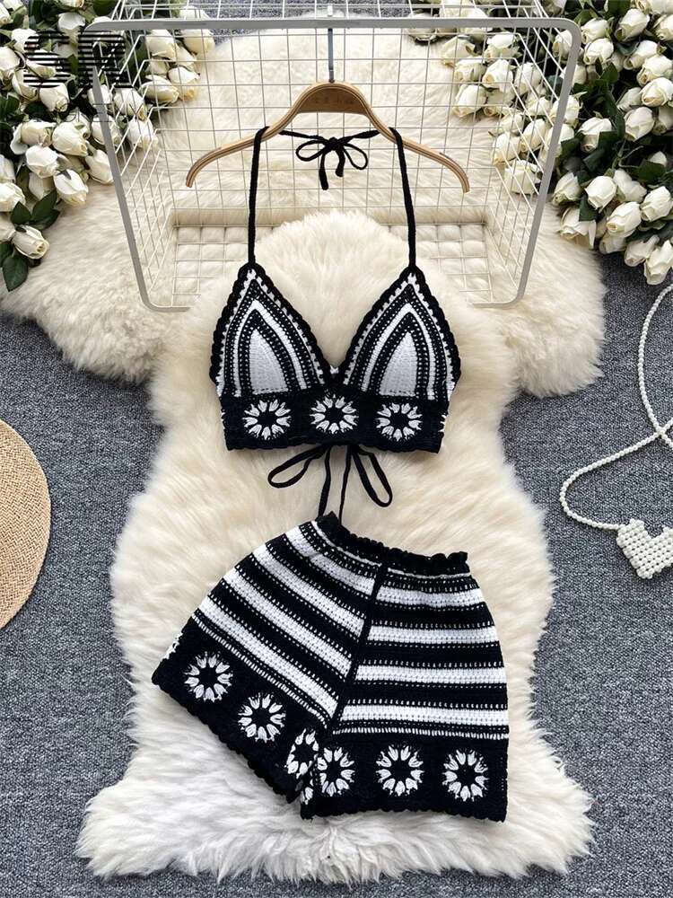 Beach Vacation Knit 2pcs Suits - Cami Top Lace incelemesi ve fiyatı
