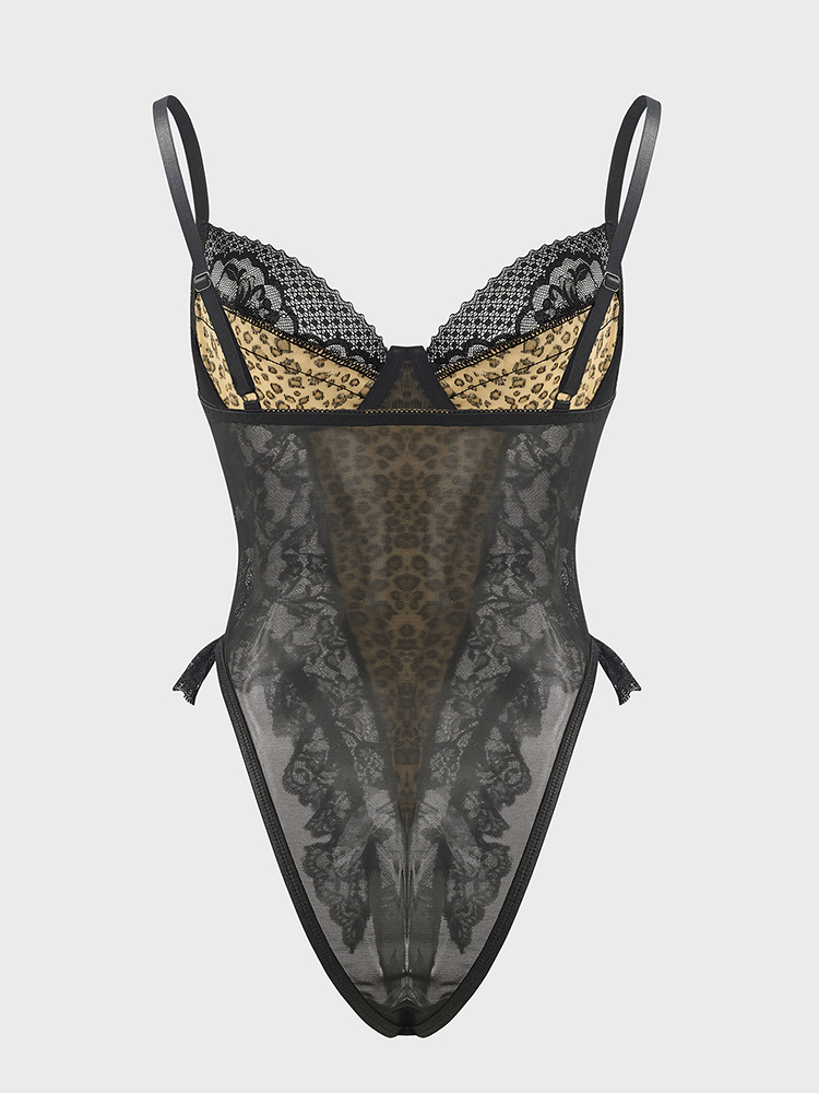 Sexy Lace Leopard Pattern Body - Shapewear Bodysuit Firm incelemesi ve fiyatı