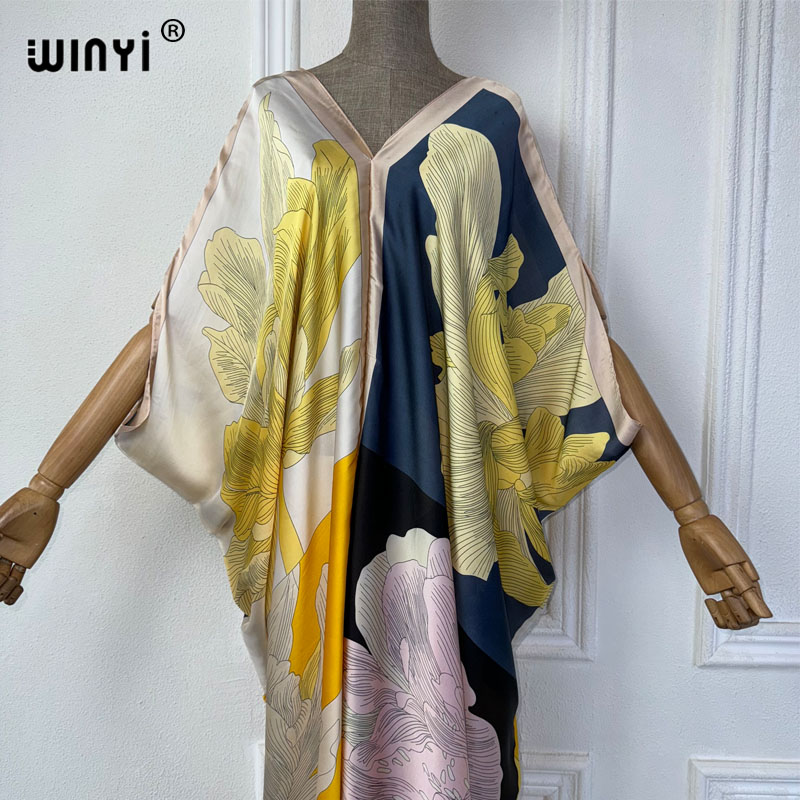 WINYI Summer african V-neck dr - Robe Silk Women incelemesi ve fiyatı