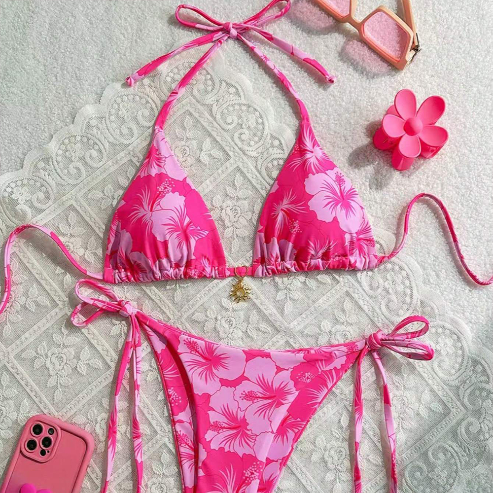 Women's Printed Vest Bikini+Th - Thong Bikini Women incelemesi ve fiyatı