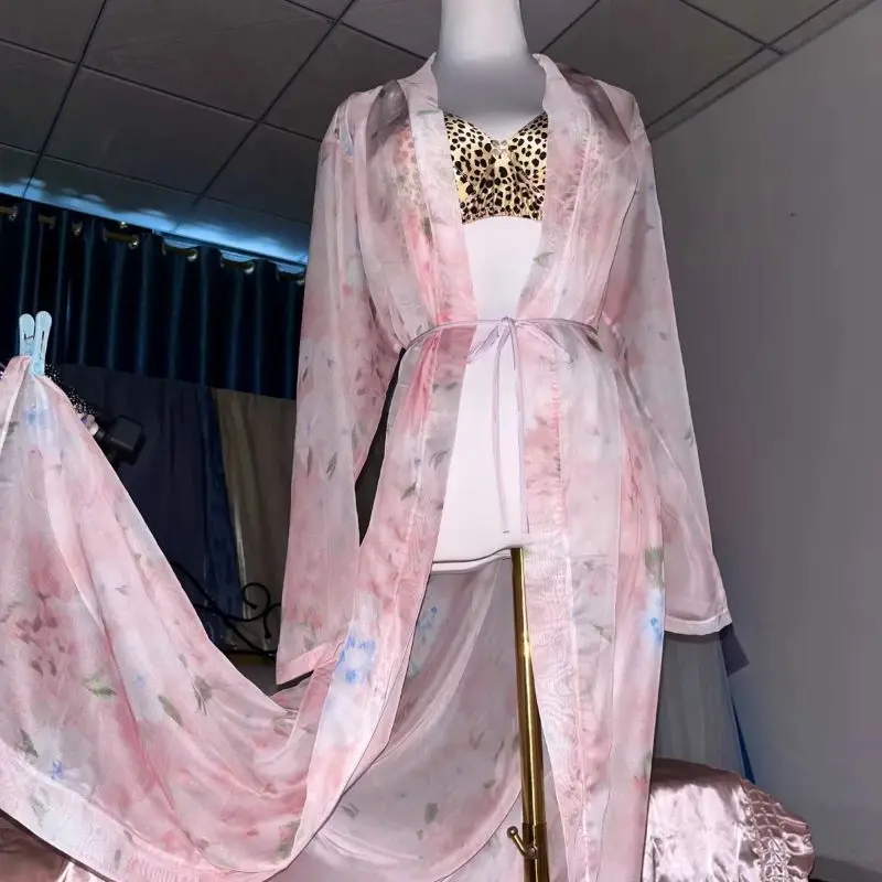 Pink Silk Printed See Through  - Robe Silk Women incelemesi ve fiyatı