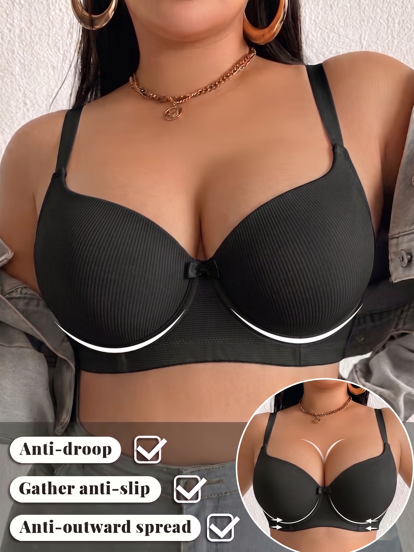 Plus Size Ribbed Women Bra Thi - Push Up Bra Padded incelemesi ve fiyatı