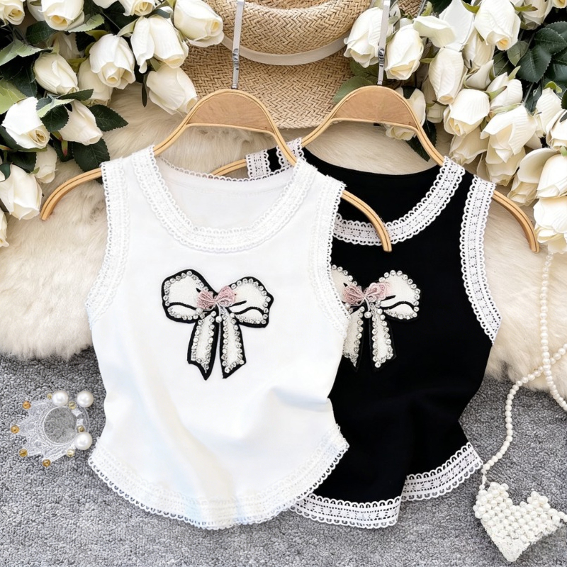 White Lace Trim Rhinestone Bow - Cami Top Lace incelemesi ve fiyatı